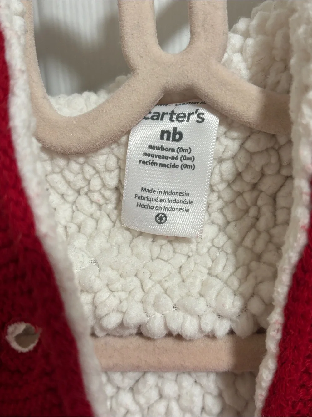 Carter's Red Knit Hooded Jacket with White Sherpa Trim